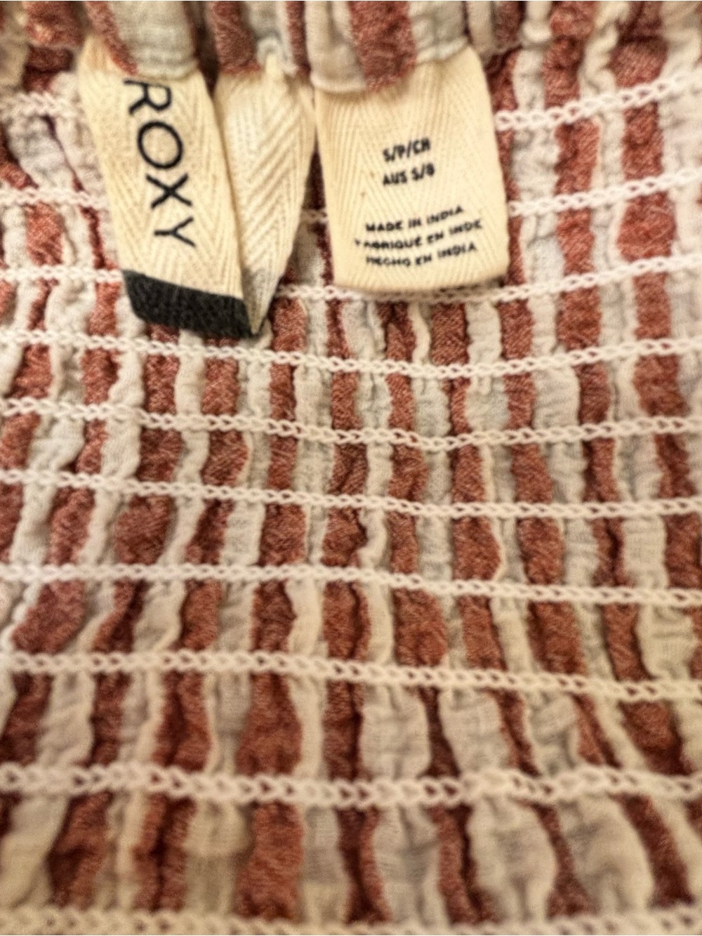 Smocked Square-Neck Midi Dress in Brown Stripe - Picture 5 of 5